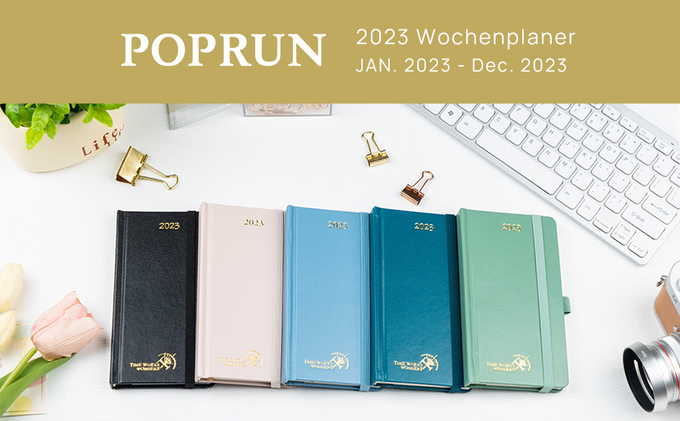 Hard Cover Poprun Blue Weekly Planner 2023 Customization Agenda For Student