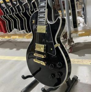 Quality Custom GB Style LP Les Paul Electric Guitar, Mahogany Body, Ebony Fretboard, Black Color, Golden Hardware, Fret Binding wholesale