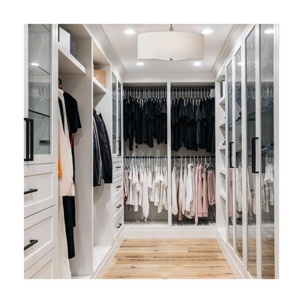 Modern Customized Luxury French Aluminum Frame White PVC Wooden Walk in Closet