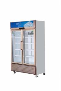 Quality Supermarket Beverage Glass Door Display Freezer Golden Frame 2 Door wholesale