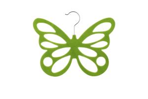 Quality Flocked Slim Velvet Hangers , Coat Clothes Hanger Butterfly Shaped wholesale