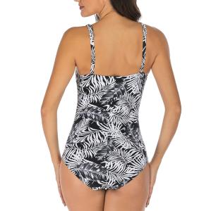 Quality White Sexy Swimwear One Piece Girls Black Banana Leaf Bathing Suit wholesale