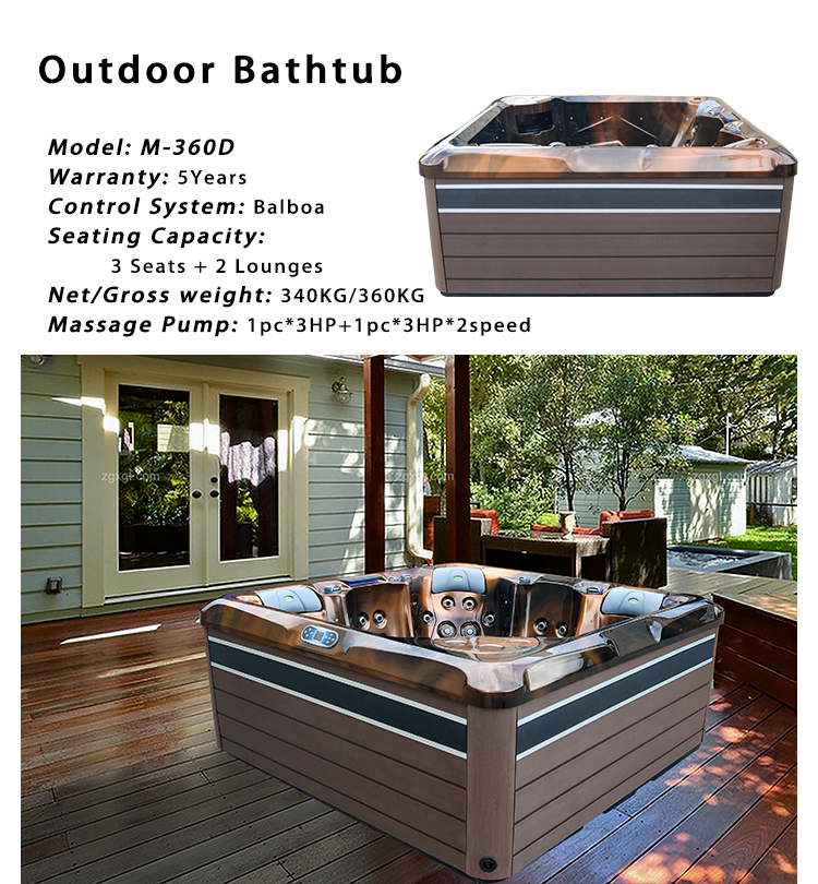 Outside Garden Home Outdoor Acrylic Spa Hot Tub With LED Lights And Bluetooth