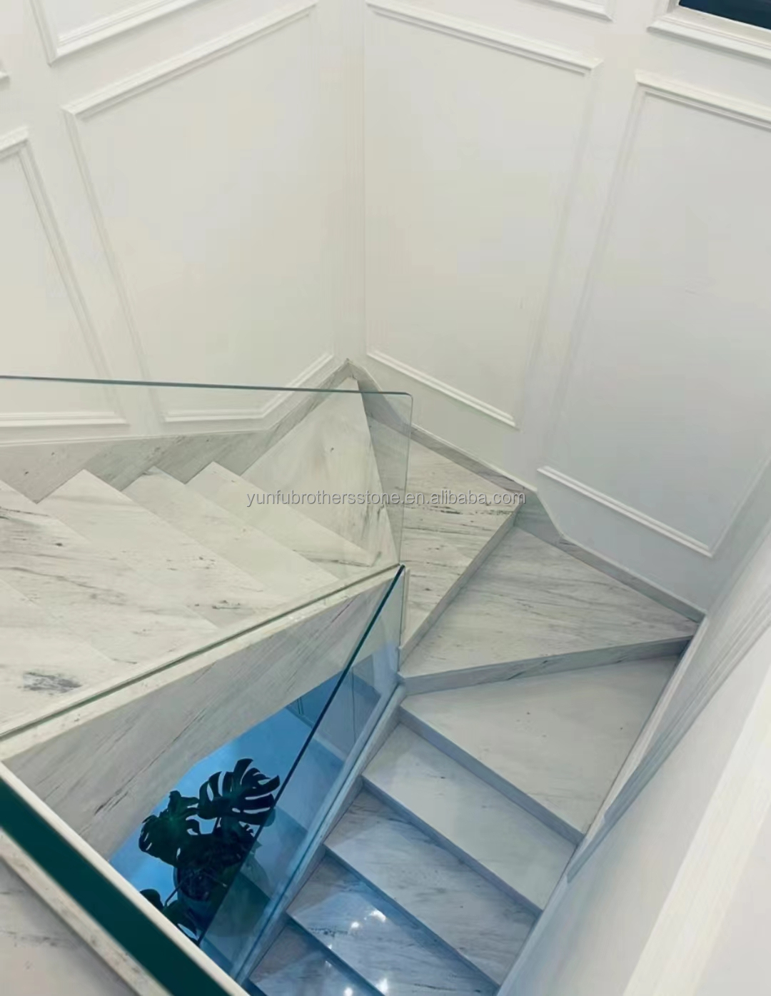 Indoor Villa Modern Natural Stone Stairs Design for Polished Straight Steps