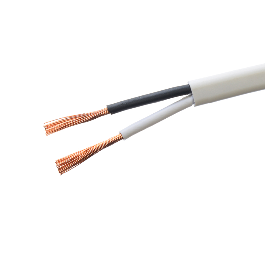 VDE Flat H05VVH2-F 300/500V Flexible 2 Core Wire Copper Conductor for Home Appliance Electrical Power Cable in White