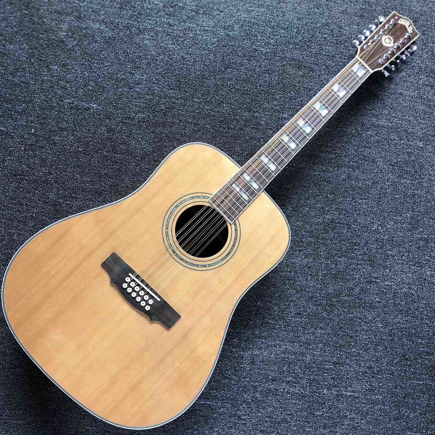 Custom 12 Strings D Body Solid Cedar Top Rosewood Back Side Guilds Acoustic Electric Guitar