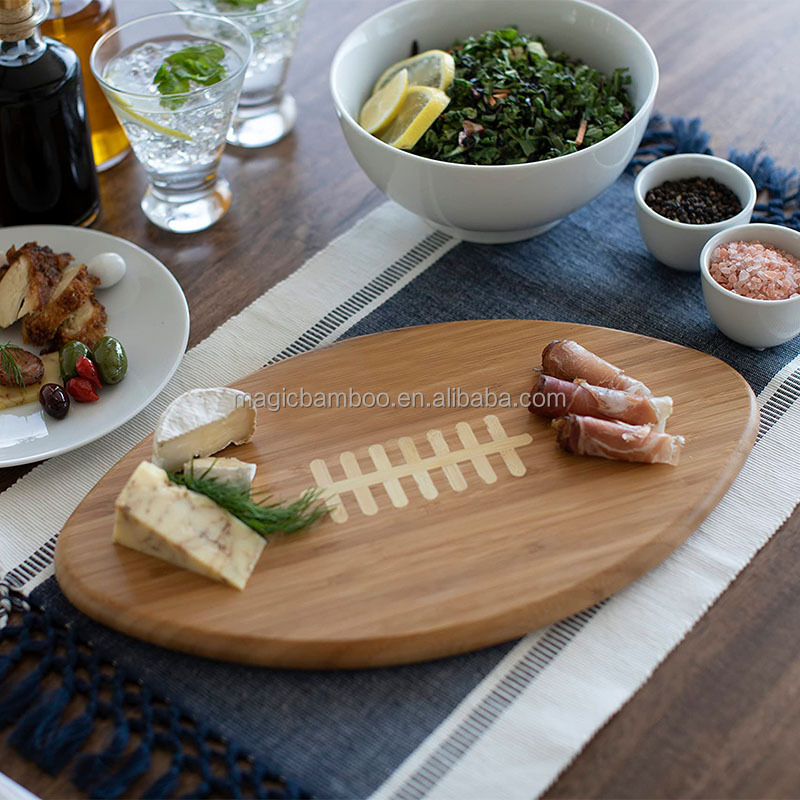 Natural Bamboo Football Cheese Cutting Board for Home Kitchen Rectangle Colour