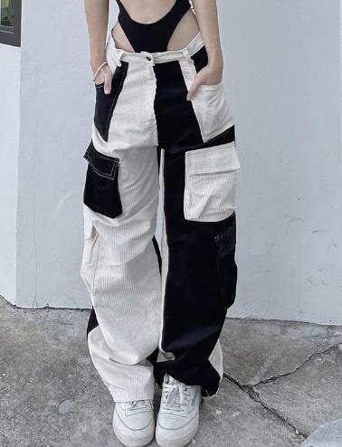 Custom Clothing Factory China Corduroy Multi Pocket Cargo Pants Low Rise Loose