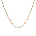 Custom Name Necklace Individual Letters Enamel Personalized Gold Necklace