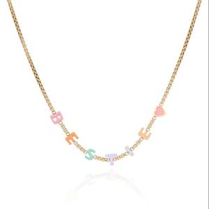 Quality Custom Name Necklace Individual Letters Enamel Personalized Gold Necklace Initials wholesale