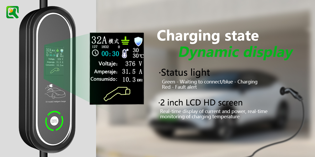 Type2 Portable Charger 22kw 3phase Wallbox 32A AC Home Compatible Single Phase for Electric Vehicle Charging Equipment