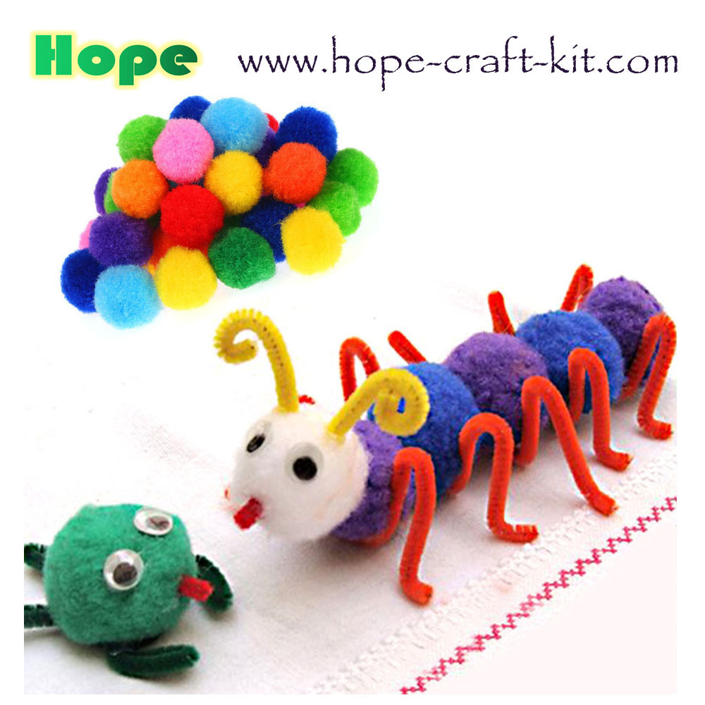Assorted color & sizes soft shinning glittering Pom pom ball beads for hobbies and kids hand-crafted DIY material