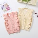 Knitting Ruffles Patterns Children Sleeveless Sweater Wholesale Baby Girls