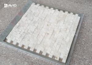 Quality Decorative Marfil Marble Mosaic Wall Tiles For Bathroom / Kitchen Mildew Proof wholesale