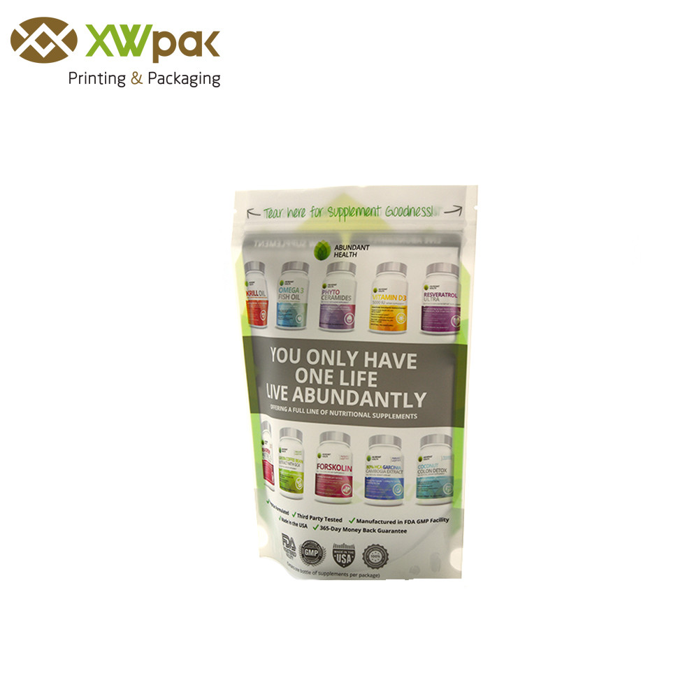 Resealable Stand Up Pouch Packaging , Custom Printed Aluminum Foil Stand Up Zipper Pouch