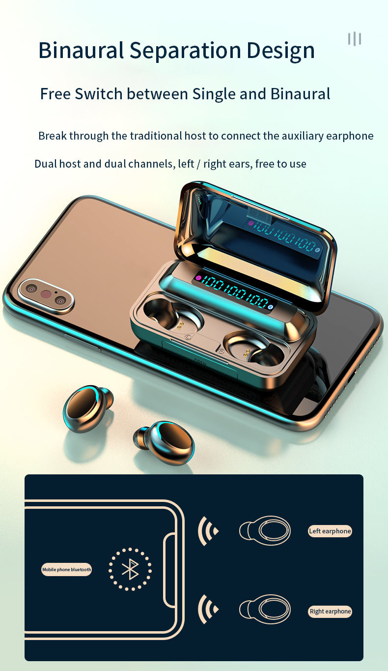 HiFi Stereo Bluetooth Earpiece With Mic CVC8.0 Noise Cancelling