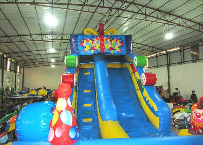 Top inflatable high gift boxes candy colourful inflatable dry standard slide on sale