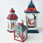 European Vintage Iron Art Home Courtyard Santa Claus Snowman Christmas lantern
