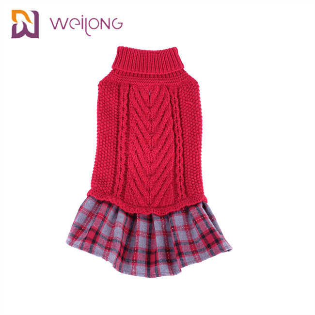 Yarn Dyed Plaid Customized Knit Pet Sweater BSCI Knitted Wool Dog Jumper