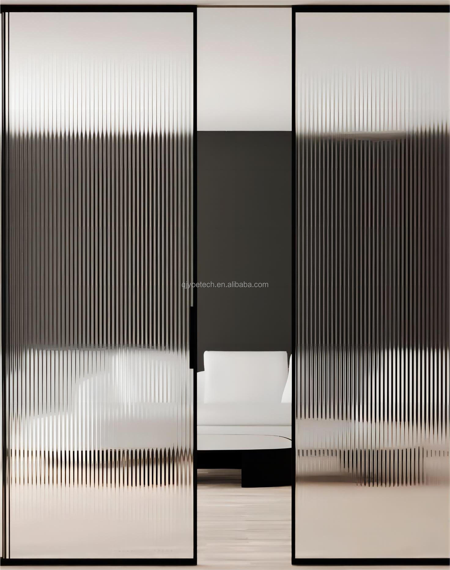 Customized Color Frosted Glass Door Fluted Moru Tempered Glass for Interior Home Decoration