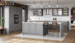 Custom Made Small Apartment Kitchen Cabinets with Crystallized Glass Panel