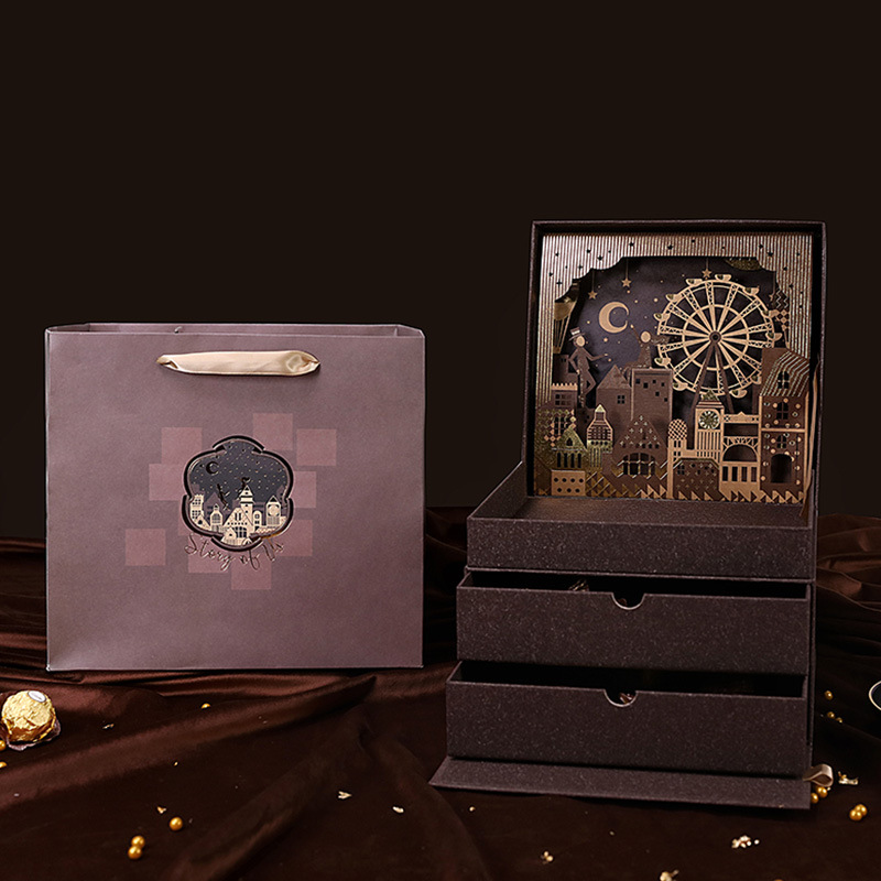Recyclable Biodegradable Wholesale Custom Logo big present box personalised layered gift box