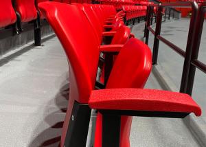 Quality Red Folding Stadium Chair Plastic Blow Molded HDPE Football Stadium Seating For Audience wholesale