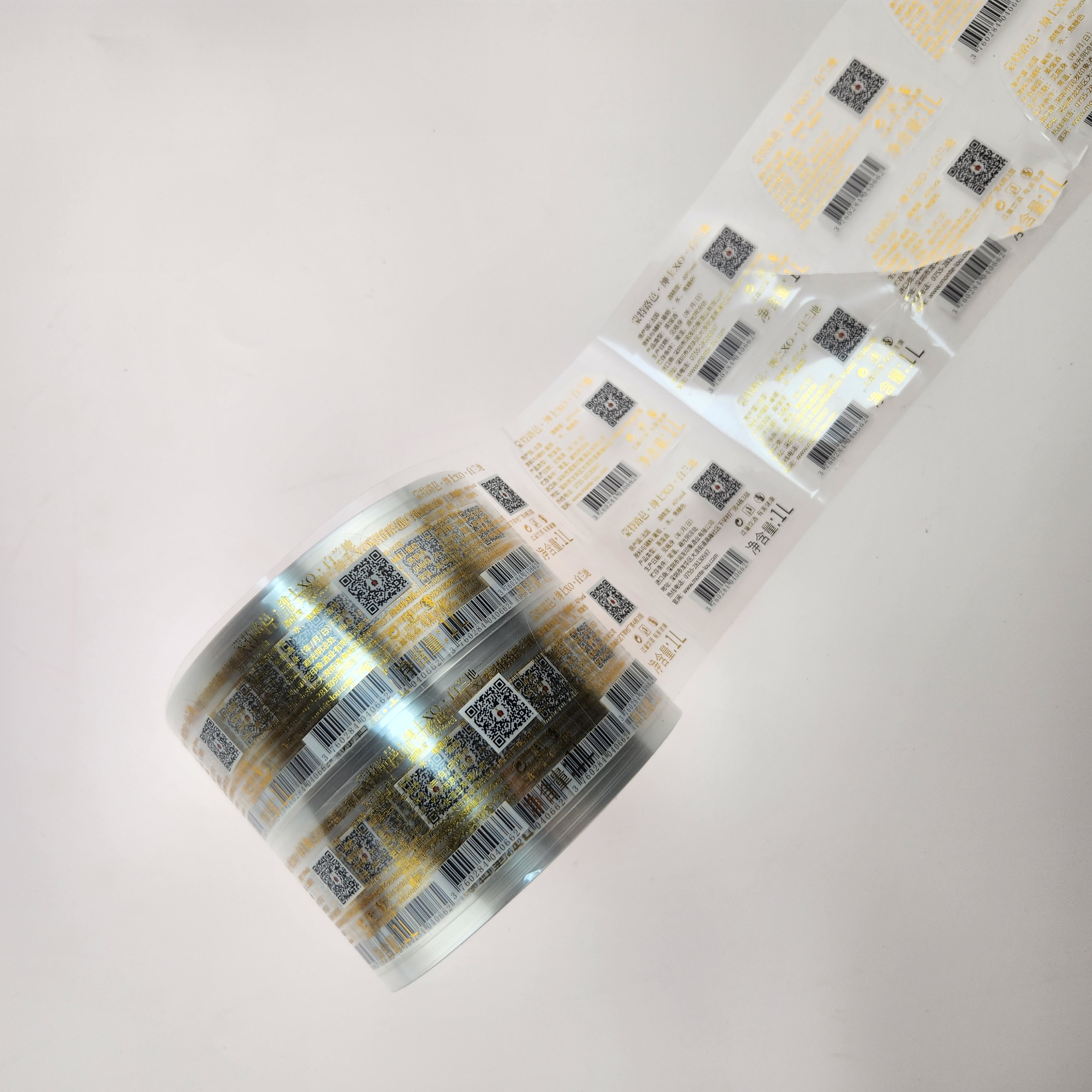 Transparent Brandy Label Waterproof 3D Custom Wine Bottle Labels
