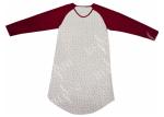 Ladies Cotton Jersey Red/Floral Printed Raglan Long Sleeve V Neck Nightdress