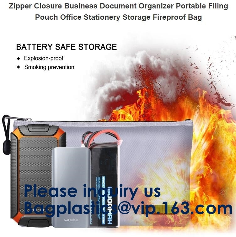 waterproof and fireproof resistant document bag,Lock Box Bag For Documents Money & Office Files Freproof Safe Bag with L