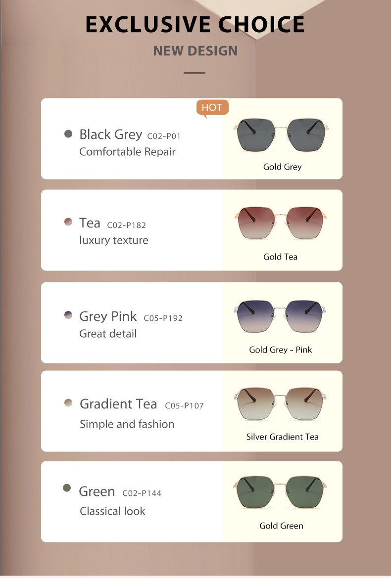 Oversized Metal Frame Sunglasses CE , Square Women'S Polarized Sunglasses