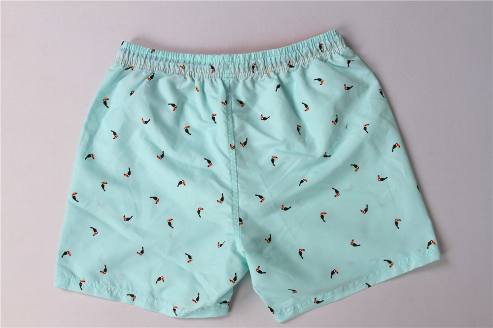 Contrast Color Waistband Hawaiian Print Swim Trunks With Mesh Brief