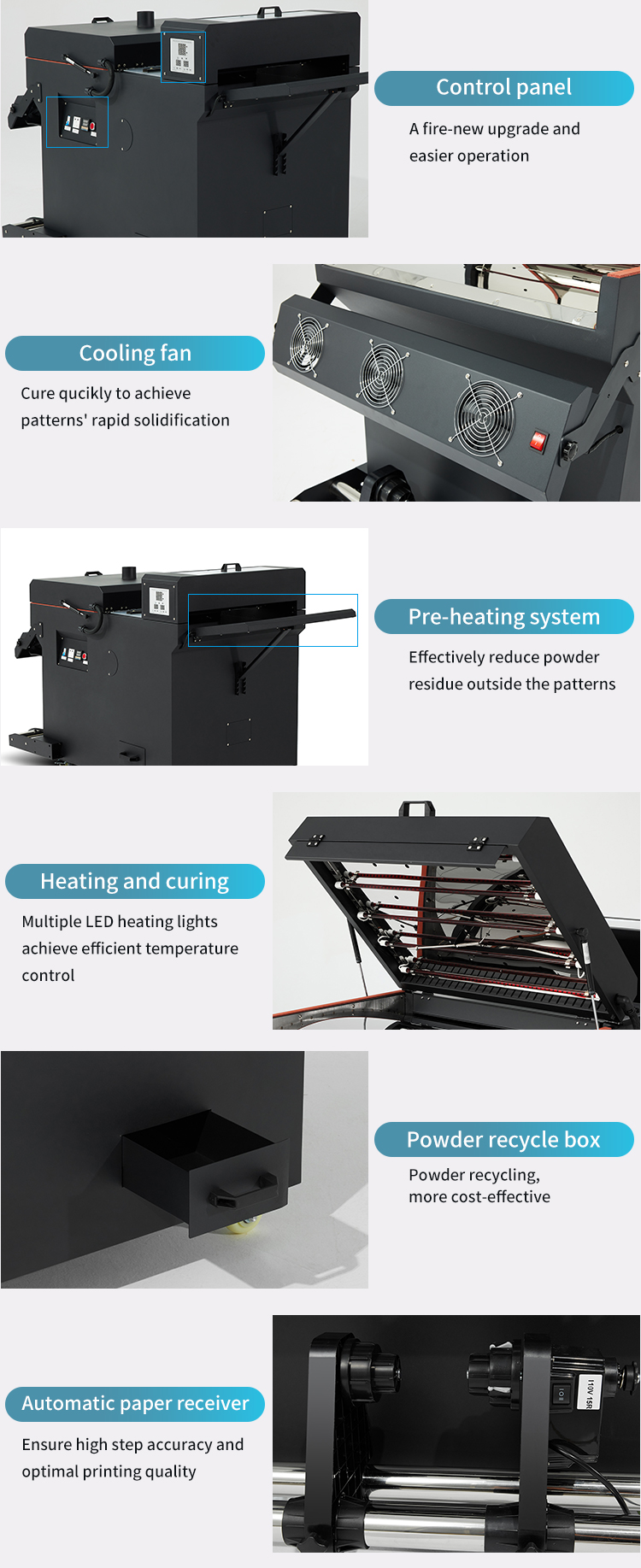 A1 60cm Dtf Printer Roll To Roll Machine All In One Model White Ink Circulation