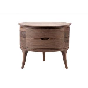 Quality Small Modern Bedside Tables Dark Wood Round Nightstand Mute Slide Rail wholesale