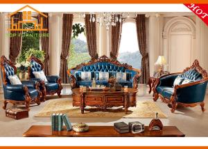 Quality antique Chesterfield wooden leather sofa sets for living room wholesale