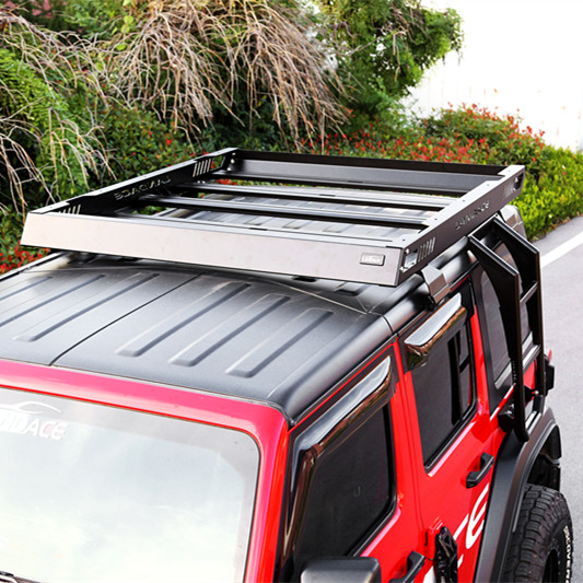 Black Powder Coated Roof Rack Basket for Jeep Wrangler Custom Stainless Steel Design