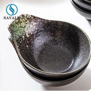 Quality SAVALL Rustic Black Porcelain Dinnerware Vintage Style Dipping Sauce Dish wholesale