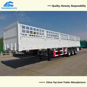Quality 3 Axle 60 Tons Drop Side Wall Semi Trailer With FUWA Brand 13 Tons Axle wholesale