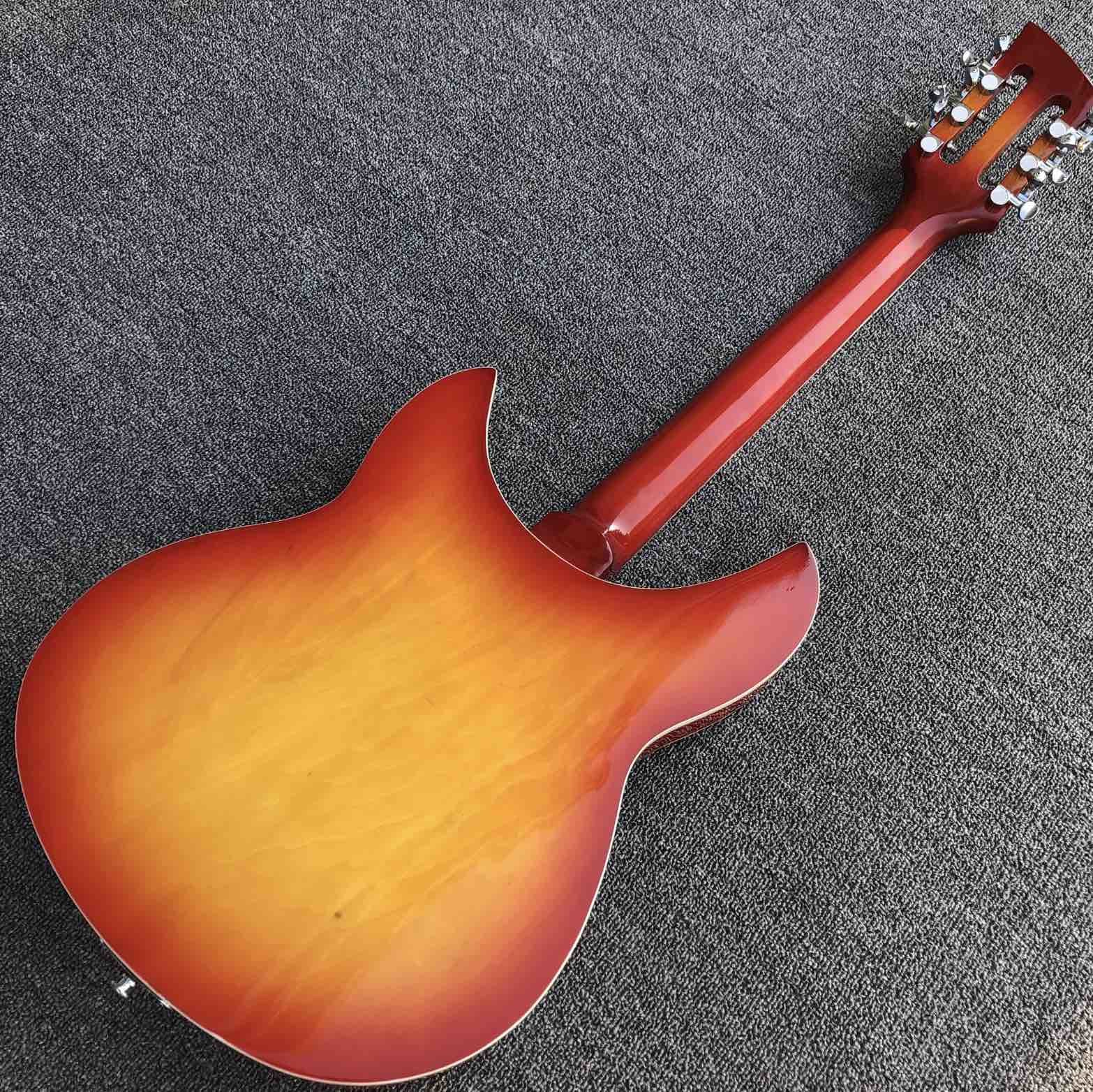 Orange burst 12 strings Ricken 360 model Electric Guitar,Factory custom hollow body Rick Jazz Guitar