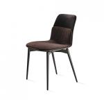 Beautiful Grey Leather Upholstered Dining Chairs Built - In Padded Seat