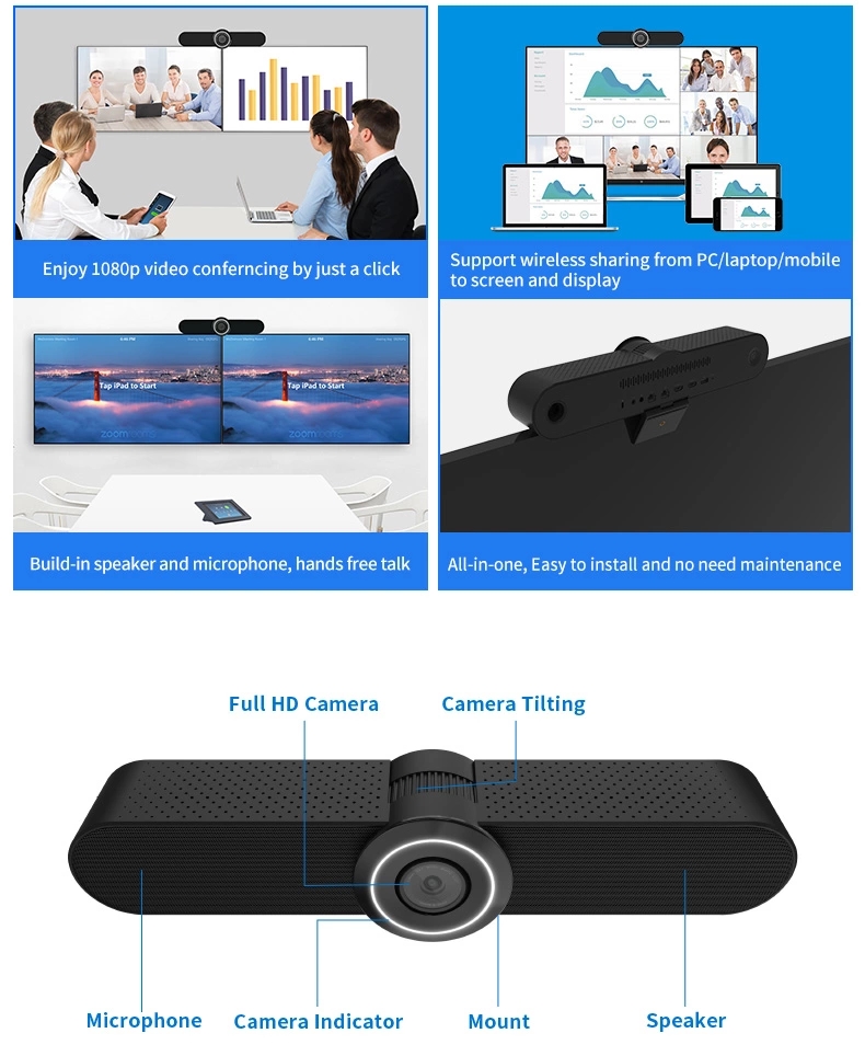 4K Camera 1080p 30fps Smart Video Conferencing Endpoint With Microphone