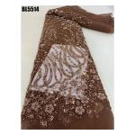 Exquisite brown handmade beaded lace embroidery african french lace fabric