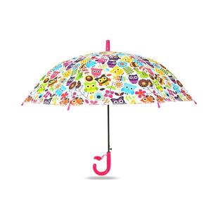 Quality Owl Printing Fiberglass Frame Pongee Child Size Umbrella wholesale