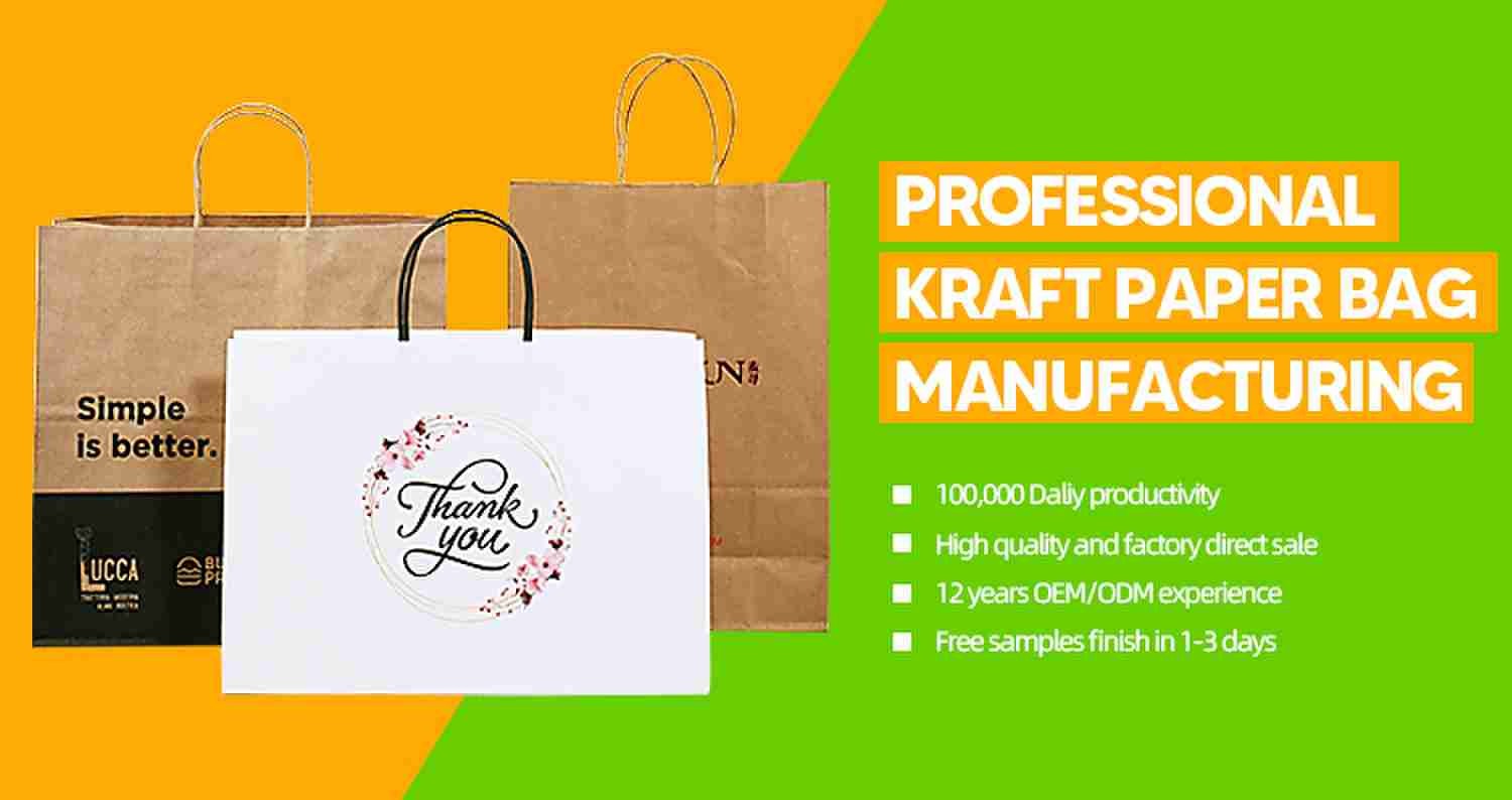ODM Recyclable Shopping Brown Kraft Bags Bulk With Twisted Handle