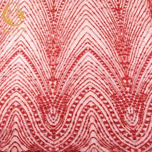 Quality Nigeria Wedding Lace Fabrics Shiny Sequins 80% Nylon Handwork wholesale