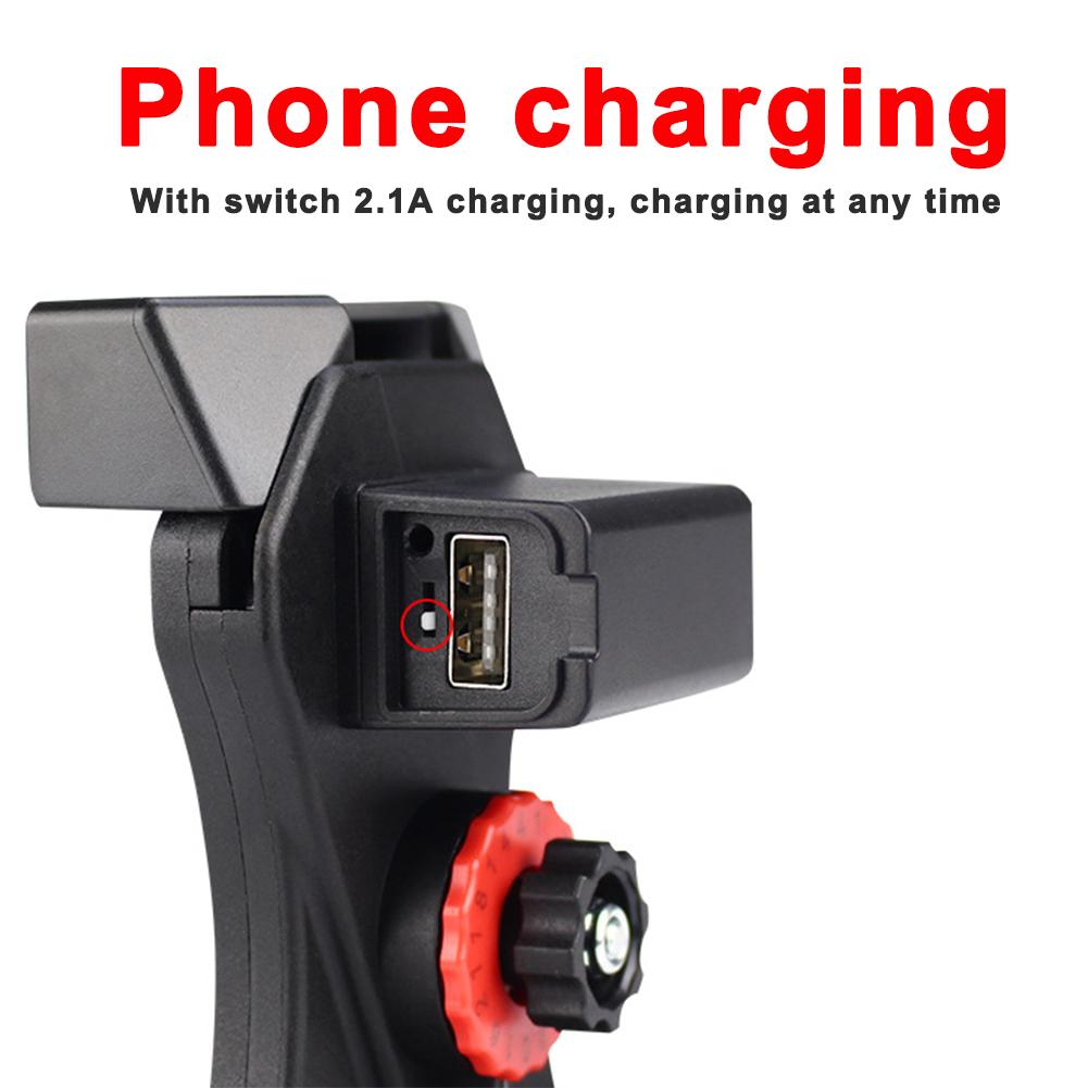 FCC 360D Waterproof Heavy Duty Motorcycle Phone Mount , USB ABS Telescopic Phone Holder
