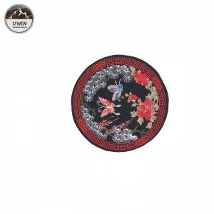 Quality Round Shape Iron On Embroidered Patches With Beautiful Flower / Butterflies wholesale