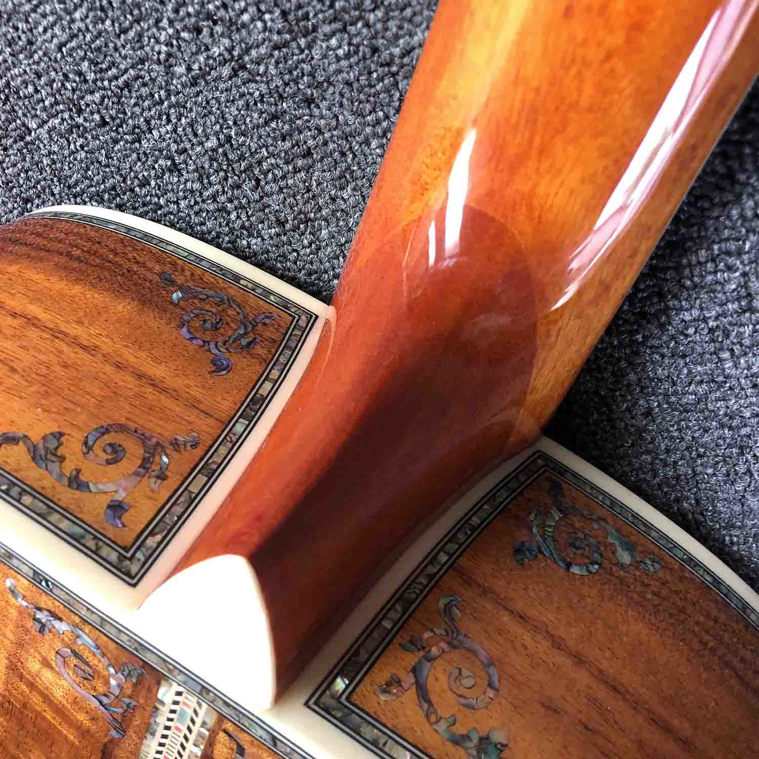 Custom 12 Strings Solid KOA Wood Top Guitar Ebony Fingerboard Real Abalone Shell Binding and Inlay Acoustic Electric Gui