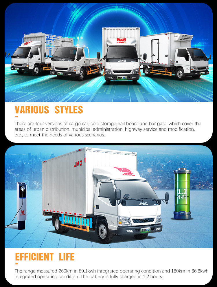 Delivery 2023 Jmc S350 Electric Pickup Truck with 9-Hour Trickle Charging Time and 100km/h Maximum Speed