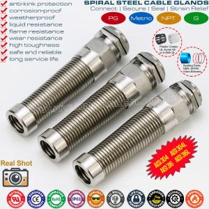 Quality AISI316L, AISI316, AISI304 Stainless Steel Metal PG Flexible Cable Gland (IP68) with Additional Spiral Strain Relief wholesale
